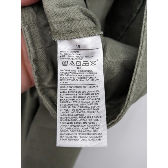 Old Navy Barrel Leg Pants Women 16 Green High Rise Utility Stretch Canvas New - Picture 4 of 9